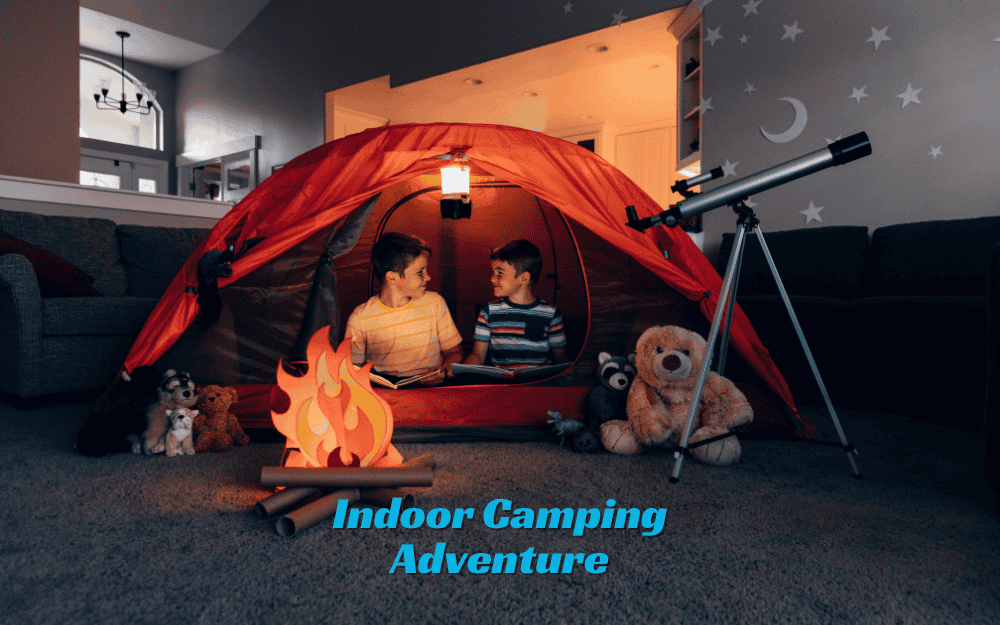 boys camping indoors