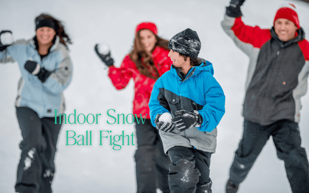 family having a playful snow ball fight