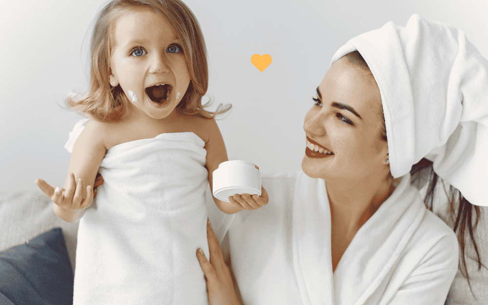 women and child happy spa day at home
